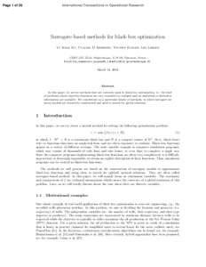 Page 1 of 26  International Transactions in Operational Research Surrogate-based methods for black-box optimization Vu Khac Ky, Claudia D’Ambrosio, Youssef Hamadi, Leo Liberti