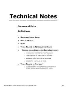 Technical Notes Sources of Data Definitions •  URBAN AND RURAL AREAS