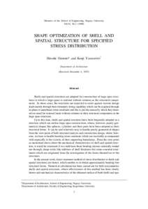 Shape Optimization Memoirs of Shell the School and Spatial of Engineering, Structure forNagoya