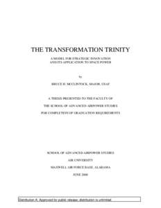 THE TRANSFORMATION TRINITY A MODEL FOR STRATEGIC INNOVATION AND ITS APPLICATION TO SPACE POWER