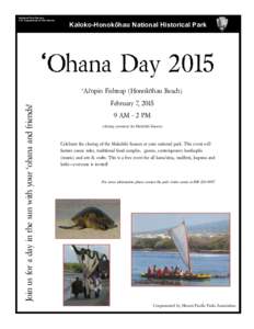 National Park Service U.S. Department of the Interior Kaloko-Honokōhau National Historical Park  ‘Ohana Day 2015