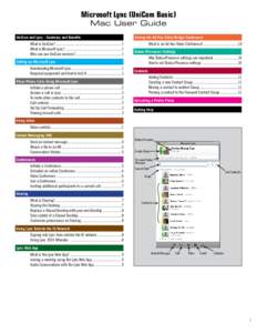 Microsoft Lync (UniCom Basic) Mac User Guide UniCom and Lync - Summary and Benefits  1