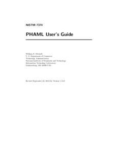 NISTIR[removed]PHAML User’s Guide William F. Mitchell U. S. Department of Commerce