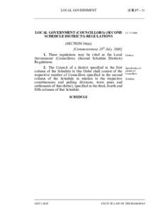 LOCAL GOVERNMENT  [CH.37 – 21 LOCAL GOVERNMENT (COUNCILLORS) (SECOND SCHEDULE DISTRICTS) REGULATIONS