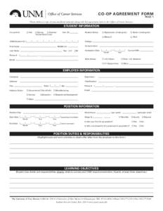 CO-OP AGREEMENT FORM PAGE 1 Please deliver a copy of your unofficial transcipt along with this agreement form to the Office of Career Services.  STUDENT INFORMATION