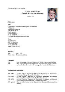 Curriculum Vitae Cees P.M. van der Vleuten  Page 1