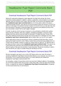 Get Instant Access to PDF Read Books Headteacher Pupil Report Comments Bank at our eBook Document Library  Headteacher Pupil Report Comments Bank PDF Download Headteacher Pupil Report Comments Bank.PDF Getting the screen