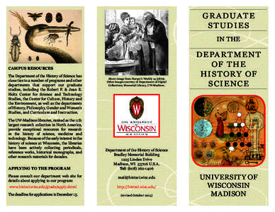 GRADUATE STUDIES IN THE CAMPUS RESOURCES The Department of the History of Science has