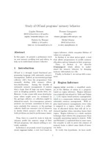 Study of OCaml programs’ memory behavior C ¸ agdas Bozman Thomas Gazagnaire