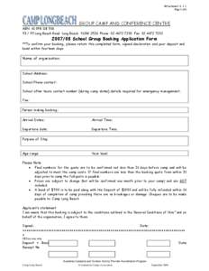 Microsoft Word - School Booking form, declaration & conditions of hire.doc