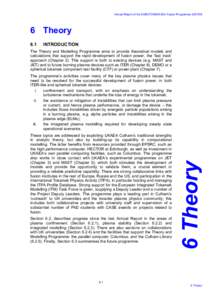 Annual Report of the EURATOM/UKAEA Fusion ProgrammeTheory 6.1  INTRODUCTION