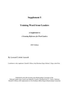 Supplement 5  Training Ward Scout Leaders A Supplement to A Scouting Reference for Ward Leaders