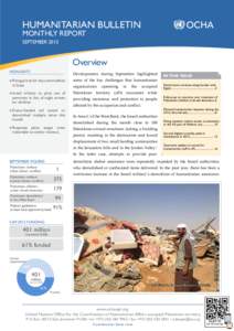 oPt  Humanitarian Bulletin Monthly REPORT September 2013