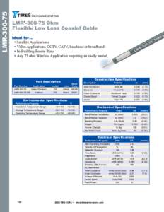 LMRTIMES MICROWAVE SYSTEMS LMROhm Flexible Low Loss Coaxial Cable