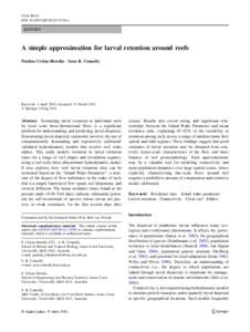 Coral Reefs DOIs00338z REPORT  A simple approximation for larval retention around reefs