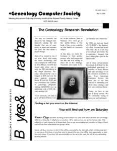 •Genealogy Computer Society  Volume 8 Issue 5 May 13, 2000  Meeting the second Saturday of every month at the Roswell Family History Center