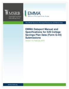 The Official Source for Municipal Disclosures and Market Data  EMMA Dataport Manual and Specifications for 529 College Savings Plan Data (Form G-45) Submissions