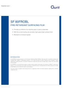 Datasheet level 1  SF 80FROBL FIRE-RETARDANT SURFACING FILM ¬