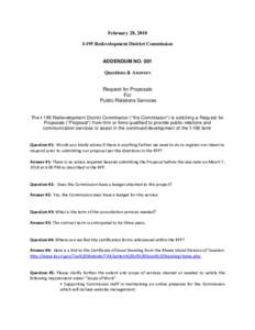 February 28, 2018 I-195 Redevelopment District Commission ADDENDUM NO. 001 Questions & Answers Request for Proposals