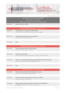 Updated on March 10, 2016  SCF2016 MAIN CONFERENCE PROGRAMME Day 3 | Thursday, 17 March 2016 Breakthrough Theatrette, Level 4, Matrix Building, Biopolis 08::00