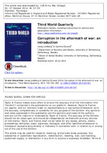 This article was downloaded by: [US Army War College] On: 07 October 2014, At: 07:23 Publisher: Routledge Informa Ltd Registered in England and Wales Registered Number: Registered office: Mortimer House, 37-41 Mo