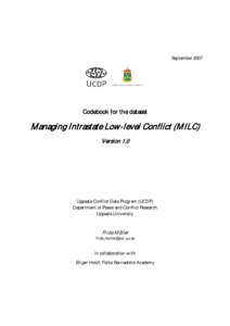 SeptemberCodebook for the dataset Managing Intrastate Low-level Conflict (MILC) Version 1.0