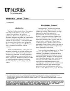 HS892  Medicinal Use of Citrus1 J.J. Ferguson2  Ethnobotany Research