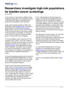 Researchers investigate high-risk populations for bladder-cancer screenings