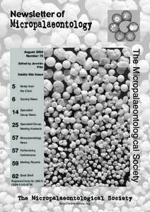 Newsletter of  Micropalaeontology The Micropalaeontological Society  August 2004