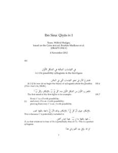 Ibn Sina: Qiy¯as iv.1 Trans. Wilfrid Hodges, based on the Cairo text ed. Ibrahim Madkour et al. (DRAFT ONLY) 4 November