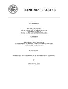 STATEMENT OF  STEVEN C. SUNSHINE DEPUTY ASSISTANT ATTORNEY GENERAL ANTITRUST DIVISION UNITED STATES DEPARTMENT OF JUSTICE