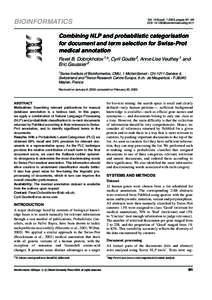 Vol. 19 Suppl, pages i91–i94 DOI: bioinformatics/btg1011 BIOINFORMATICS  Combining NLP and probabilistic categorisation