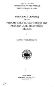 Corporate Charter of the Pyramid Lake Paiute Tribe of the Pyramid Lake Reservation