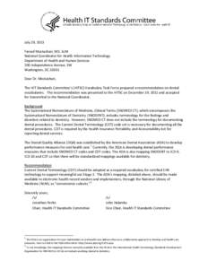 HITSC Vocabulary Task Force Transmittal Letter, [removed]