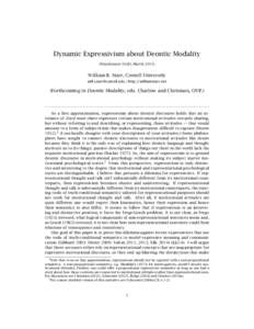 Dynamic Expressivism about Deontic Modality (Penultimate Draft, MarchWilliam B. Starr, Cornell University  | http://williamstarr.net