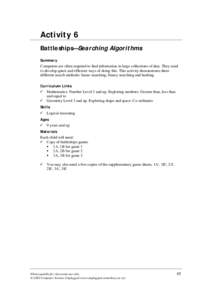 Search algorithms / Classes of computers / Battleship / Gaming / Binary search algorithm / Hash function / Software
