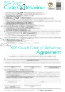 SSA Coach  Code Of Behaviour •	 •	 •