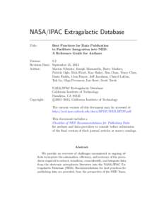 NASA/IPAC Extragalactic Database Title: Best Practices for Data Publication to Facilitate Integration into NED: A Reference Guide for Authors