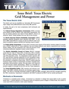 Issue Brief: Texas Electric Grid Management and Power The Texas Electric Grid: The electric grid can be simplified as: Generation Transmission (high voltage wires)
