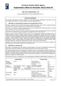 European Aviation Safety Agency  Explanatory Note to DecisionR CS-25 AMENDMENT 13 RELATED NPA/CRDAND NPA/CRD