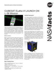 CUBESAT ELaNa VI LAUNCH ON L-36 Mission CubeSat Deployment