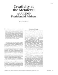 Articles  Creativity at the Metalevel AAAI-2000 Presidential Address