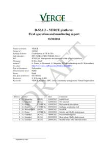 D-SA1.2 – VERCE platform: First operation and monitoring reportAuthor G. Moguilny