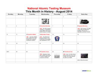 National Atomic Testing Museum This Month in History - August 2014 Sunday 3