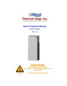User & Technical Manual HC241 Series Rev 1.1 Title: HC241 Air Conditioner Technical Manual Department: Engineering