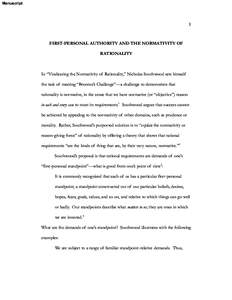 Manuscript  1 FIRST-PERSONAL AUTHORITY AND THE NORMATIVITY OF RATIONALITY