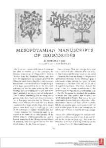 MANUSCRIPTS MESOPOTAMIAN OF  DIOSCORIDES