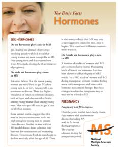 The Basic Facts  Hormones SEX HORMONES Do sex hormones play a role in MS? Yes. Studies and clinical observations