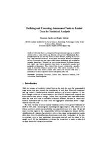 Defining and Executing Assessment Tests on Linked Data for Statistical Analysis Benjamin Zapilko and Brigitte Mathiak GESIS – Leibniz Institute for the Social Sciences, Knowledge Technologies for the Social Sciences, B
