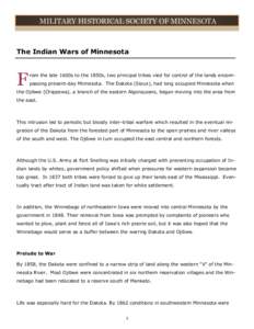 MILITARY HISTORICAL SOCIETY OF MINNESOTA  The Indian Wars of Minnesota F
